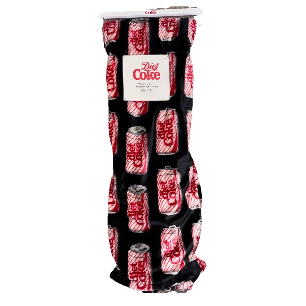 Diet Coke Velvet Soft Throw Blanket Plush Coca-Cola Logo Print